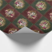 Alice in Wonderland Karakters op rood/groen & goud Cadeaupapier (Hoek)