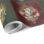 Alice in Wonderland Karakters op rood/groen & goud Cadeaupapier (Rol Hoek)