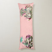 Alice in Wonderland Karakters op Roze en Goud Lichaamskussen (Achterkant (Verticaal))
