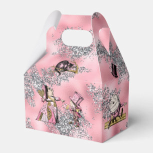 Alice in Wonderland Karakters op Roze en Zilver Bedankdoosjes