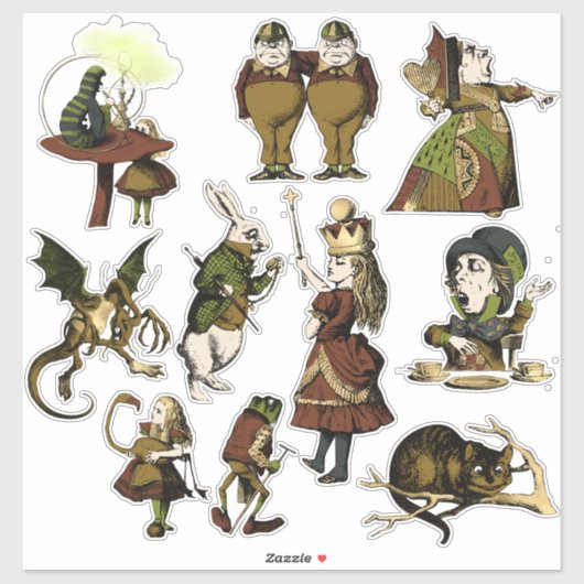 Alice in Wonderland Karakters Stickers (Vel)