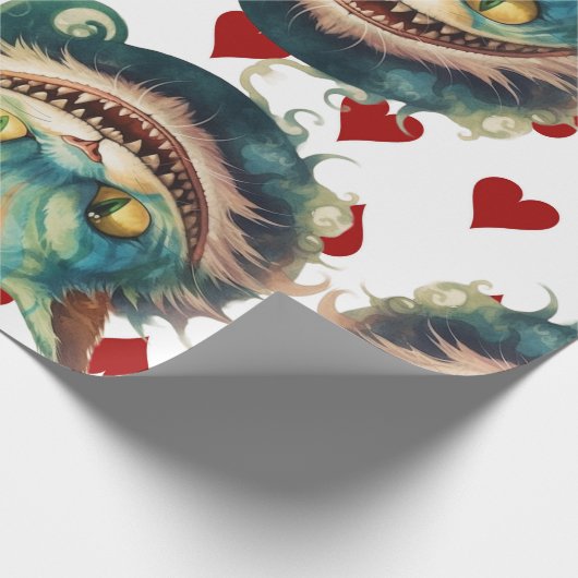 Alice In Wonderland Kat en harten Thema Cadeaupapier (Hoek)