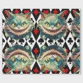 Alice In Wonderland Kat en Kaart Thema Cadeaupapier (Vlak)