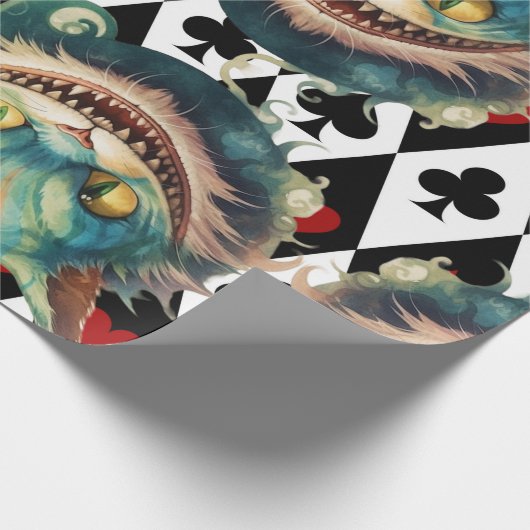 Alice In Wonderland Kat en Kaart Thema Cadeaupapier (Hoek)