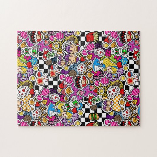 Alice in Wonderland Kawaii Tekenwerk Kunst Kindere Legpuzzel (Horizontaal)
