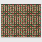 Alice in Wonderland: Kerst Groen Rode Gordijn Cadeaupapier (Vlak)