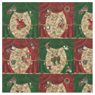 Alice in Wonderland: Kerst Groen Rode Gordijn Stof