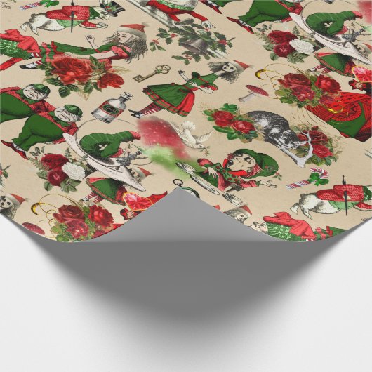 Alice in Wonderland - kerstpapier Cadeaupapier (Hoek)