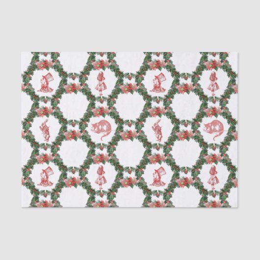 Alice in Wonderland, kerstpapier Tissuepapier (Voorkant)