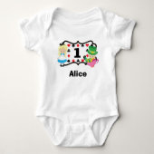 Alice in Wonderland Kinder 1e verjaardag Aangepast Romper (Voorkant)