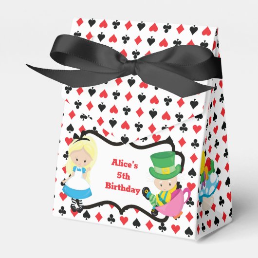Alice in Wonderland Kinderen Birthday Party Black  Bedankdoosjes (Voorkant Zijde)