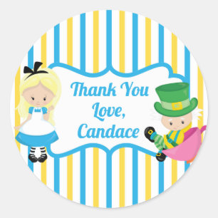Alice in Wonderland Kinderen Birthday Party Dank j Ronde Sticker