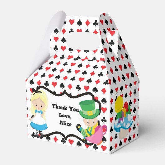 Alice in Wonderland Kinderen van Birthday Party Bedankdoosjes (Voorkant Zijde)