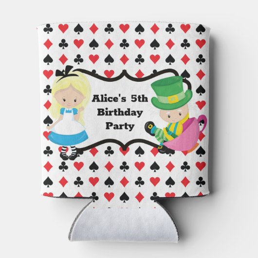 Alice in Wonderland Kinderen van Birthday Tea Part Blikjeskoeler (Achterkant)