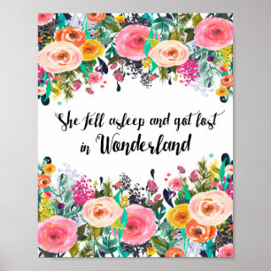 Alice in Wonderland, kinderkamer citaat print, pos Poster