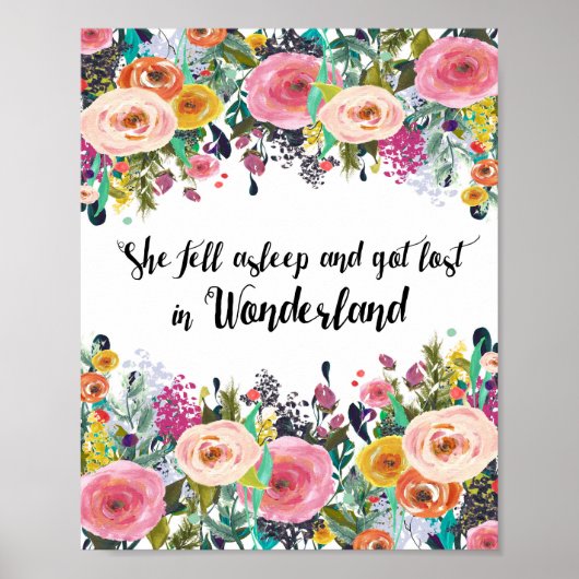 Alice in Wonderland, kinderkamer citaat print, pos Poster (Voorkant)