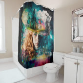 Alice in Wonderland | Klok en City Skyline Douchegordijn (In situ)