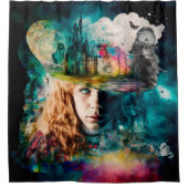 Alice in Wonderland | Klok en City Skyline Douchegordijn (Voorkant)