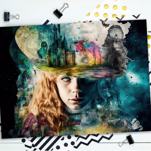 Alice in Wonderland | Klok en City Skyline Tissuepapier