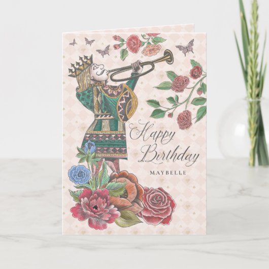 Alice in Wonderland Knave Hearts Happy Birthday Kaart (Voorkant)