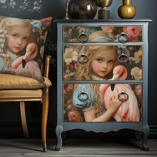 Alice in Wonderland Knuffelende Flamingo Kussen