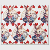 Alice in Wonderland Konijn en harten Cadeaupapier (Vlak)
