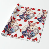 Alice in Wonderland Konijn en harten Cadeaupapier (Uitgerold)