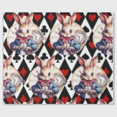 Alice In Wonderland Konijn en Kaart Thema Cadeaupapier (Vlak)
