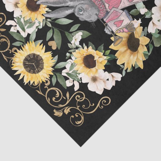  Alice in Wonderland Konijn en Zonnebloemen Tissuepapier (Detail)