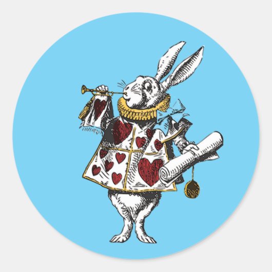 Alice in Wonderland Konijn op Goud Ronde Sticker (Voorkant)