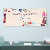 Alice in Wonderland Konijn Thee Sleutel Klok Roos Spandoek (Beurs)