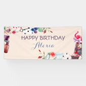 Alice in Wonderland Konijn Thee Sleutel Klok Roos Spandoek (Horizontaal)