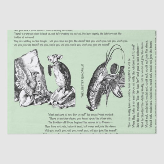 Alice in Wonderland Kreeft Quadrille Song Tissuepapier (Voorkant)