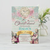 Alice in Wonderland Krijtbord Eerste Verjaardag Kaart (Staand voorkant)