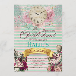 Alice in Wonderland Krijtbord Eerste Verjaardag Kaart