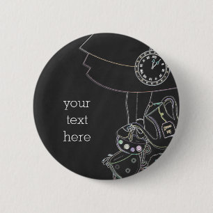Alice in Wonderland Krijtbord Schets Krijt Feestje Ronde Button 5,7 Cm