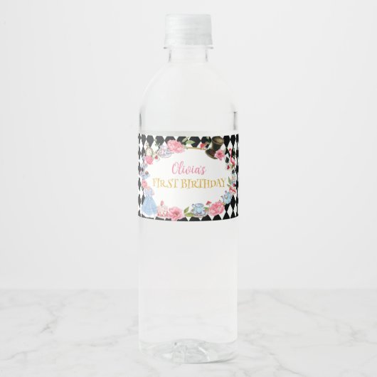 Alice in Wonderland - label op waterflesje Waterfles Etiket (Voorkant)