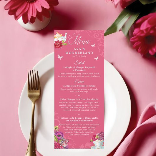 Alice In Wonderland Levendige Bloemen Feest Menu