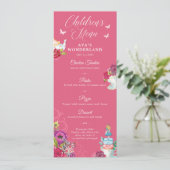 Alice in Wonderland Levendige Bloemen Kinder Party Menu (Staand voorkant)