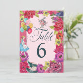 Alice in Wonderland Levendige Bloemen Tafelnummer (Staand voorkant)