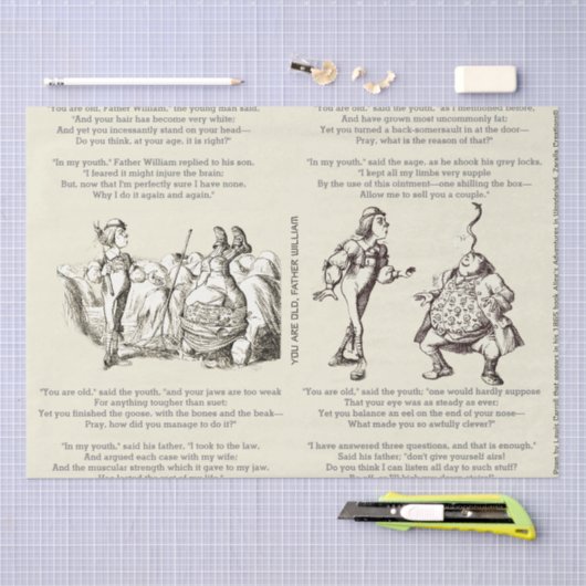 Alice in Wonderland Lewis Carroll Gedicht Father W Tissuepapier (Craft)