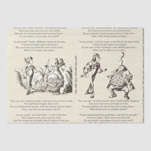 Alice in Wonderland Lewis Carroll Gedicht Father W Tissuepapier (Voorkant)