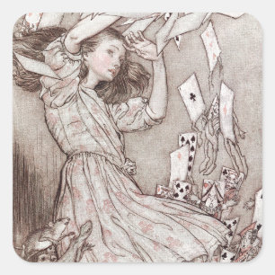 Alice in Wonderland Lewis Carroll Rackham Vierkante Sticker