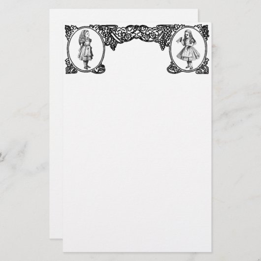 Alice in Wonderland  Lijst Briefpapier (Voorkant / Achterkant)