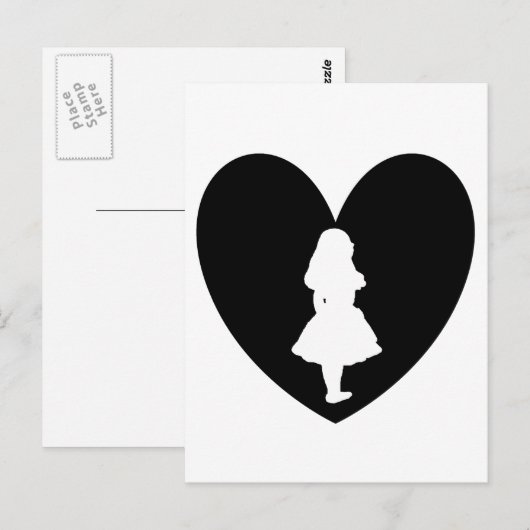 Alice in Wonderland Love in Black & White Briefkaart (Voorkant / Achterkant)