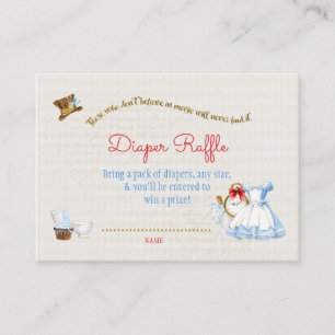Alice in Wonderland Luier Raffle Bedank Geschenk Informatiekaartje