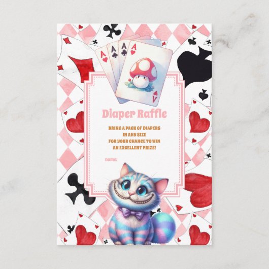 Alice in Wonderland luierloterij Informatiekaartje (Voorkant)