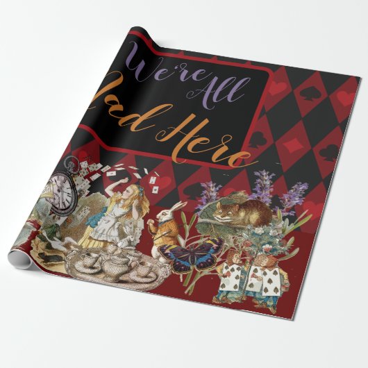 Alice in Wonderland Mad Cheshire Cat Cadeaupapier (Uitgerold)