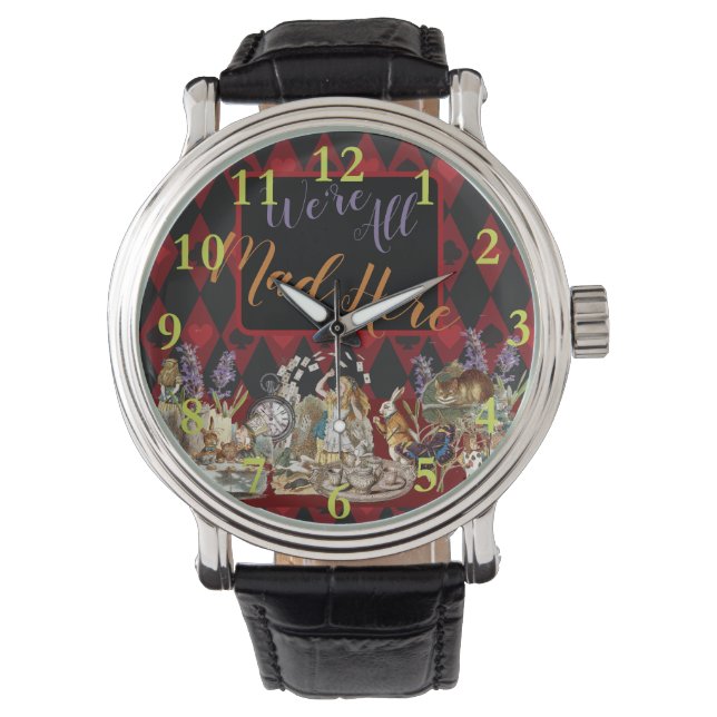 Alice in Wonderland Mad Cheshire Cat Horloge (Voorkant)
