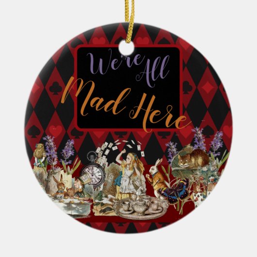 Alice in Wonderland Mad Cheshire Cat Keramisch Ornament (Voorkant)